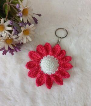 El Yapımı Örgü Anahtarlık – Çiçek Anahtarlık
