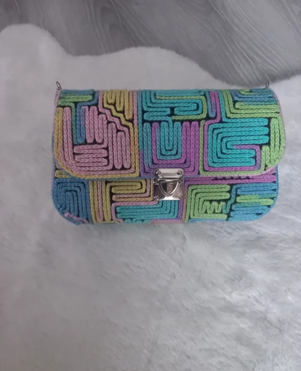 gökkuşağı çanta El Yapımı - Gökkuşağı Desenli Çanta